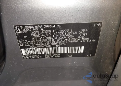 2005 Toyota Rav4 из США, поврежденный, VIN JTEGD20V450058447